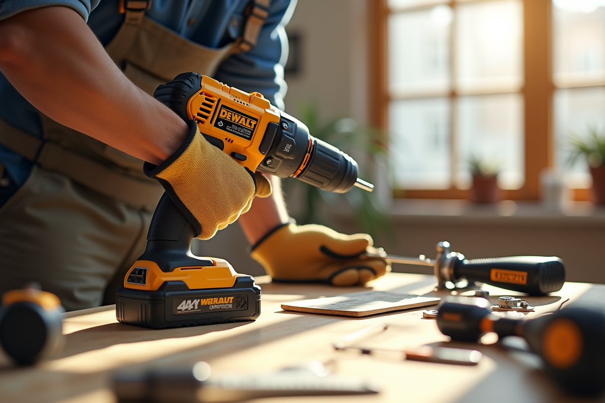 bricolage avec outils de marque en main