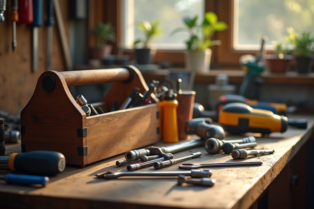 atelier avec outils de marque ensoleille