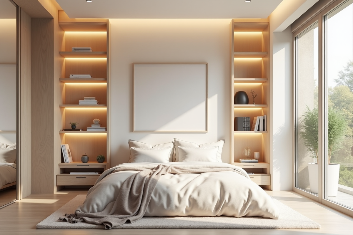 Chambre chaleureuse avec éclairage d