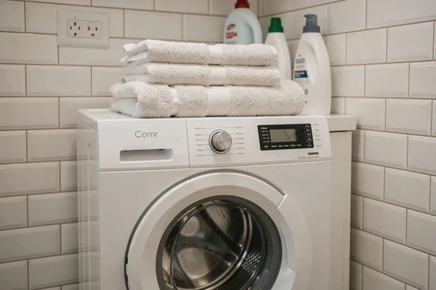 Lave-linge Valberg à petit budget installé dans une petite buanderie d'appartement urbain