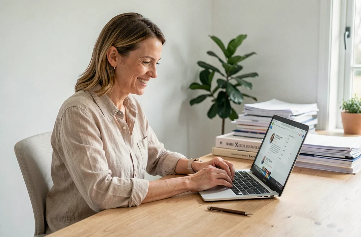 Particulier rassuré par les avis clients en ligne avant de choisir une entreprise de travaux