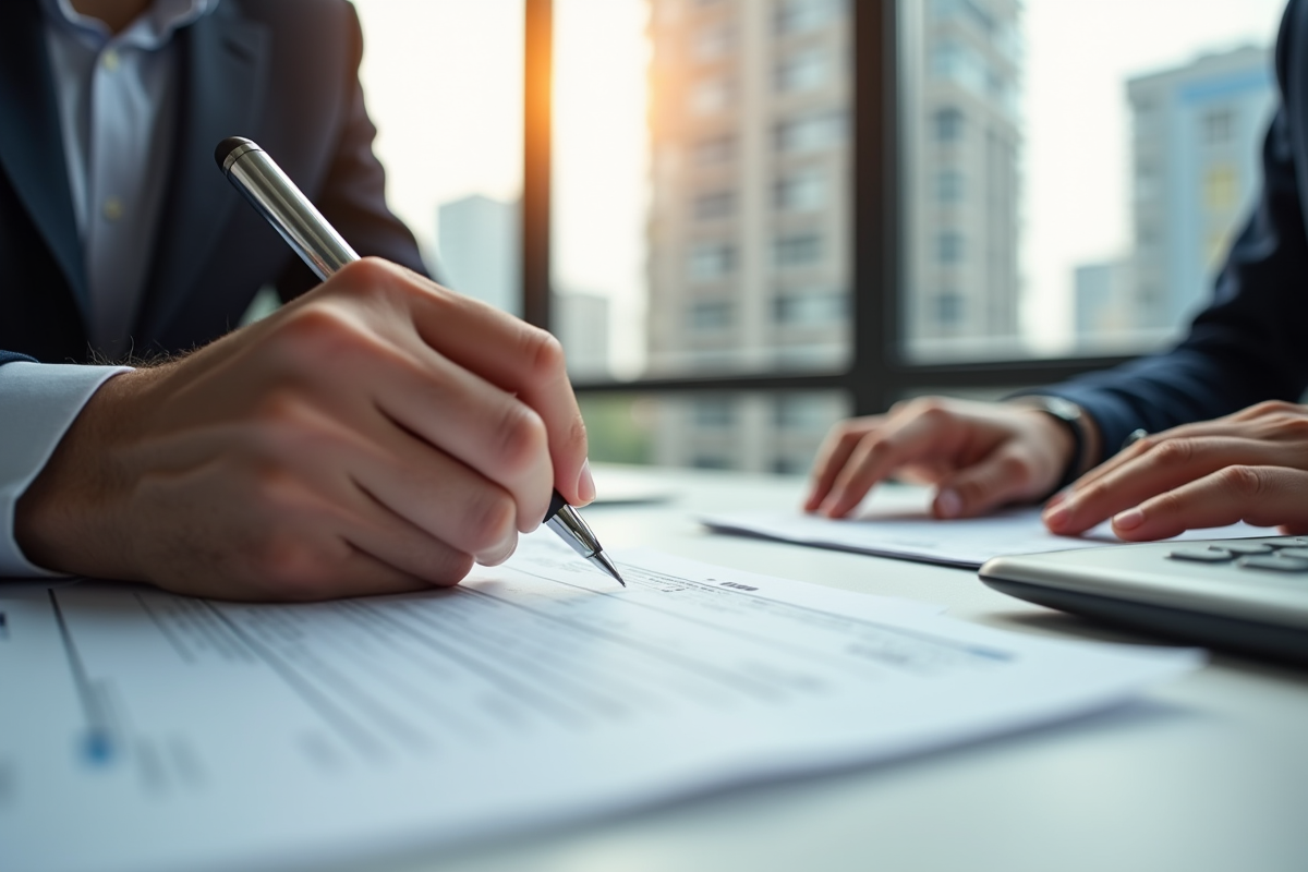 Gros plan sur mains remplissant déclaration fiscale