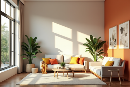 Salon moderne avec mur accent en couleur 2025