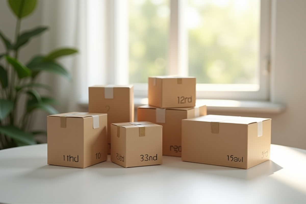 Sélection de cartons d'emballage sur une table lumineuse